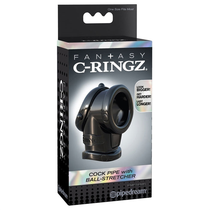 C-RINGZ COCK PIPE WITH BALL-STRETCHER BLACK