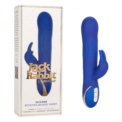 Jack Rabbit - Lapin à perles rotatif en silicone - Bleu