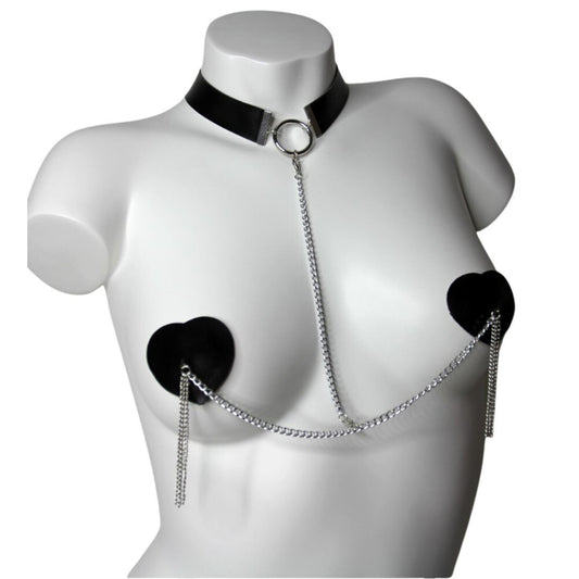 Nipplicious - Cache-tétons et collier Domina - Noir