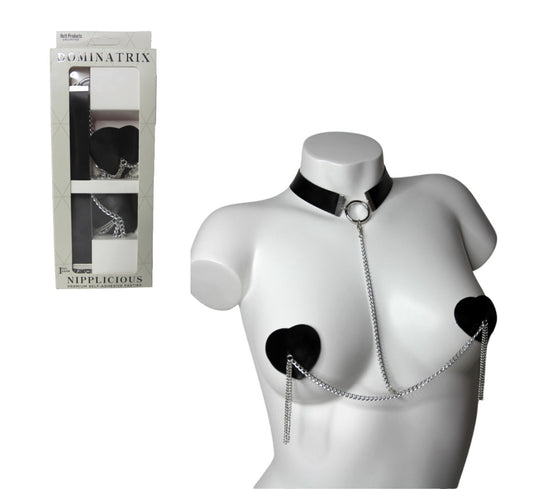 Nipplicious - Cache-tétons et collier Domina - Noir