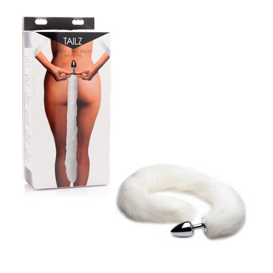 Tailz - Plug anal en métal avec queue de vison extra longue - Blanc