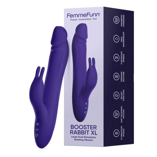 Booster Rabbit XL - Grand vibromasseur lapin rotatif - Violet foncé - FemmeFunn