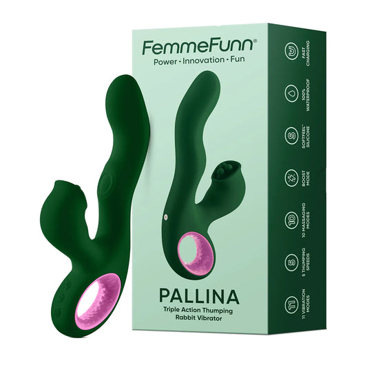 Pallina - Vibrateur lapin à triple action - Vert foncé - Femmefunn