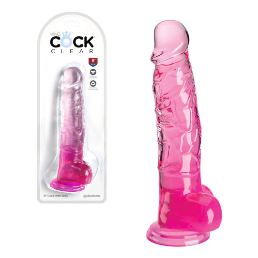 King Cock - Pénis de 20 cm avec testicules - Rose