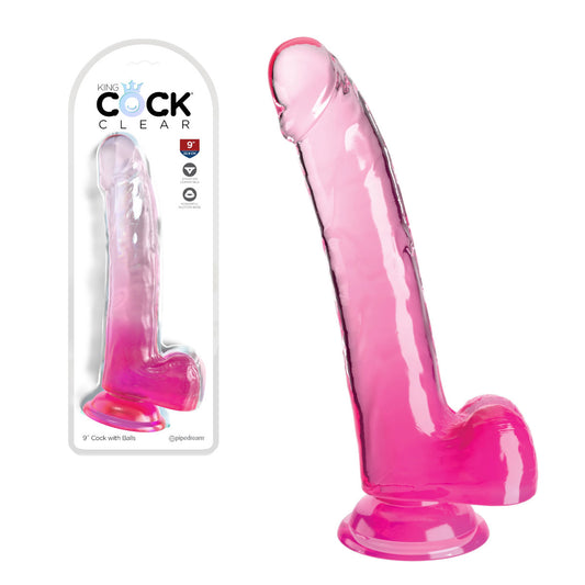 King Cock - Pénis de 23 cm avec testicules - Rose