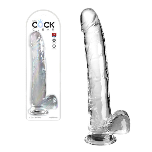 King Cock - Pénis de 28 cm avec testicules - Transparent