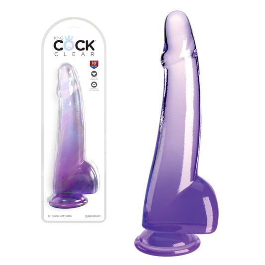 King Cock - Pénis de 25 cm avec testicules - Violet