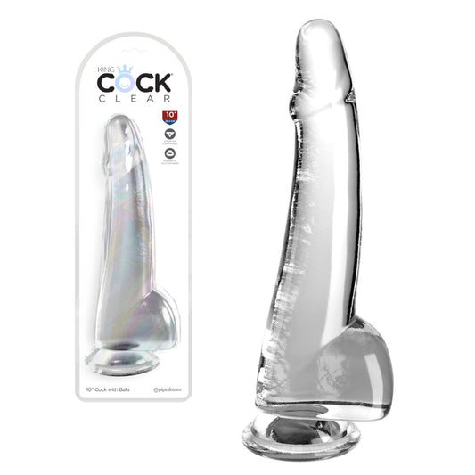 King Cock - Pénis de 25 cm avec testicules - Transparent