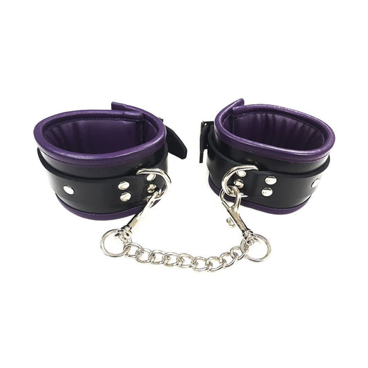Rouge - Menottes rembourrées en cuir - Noir/Violet