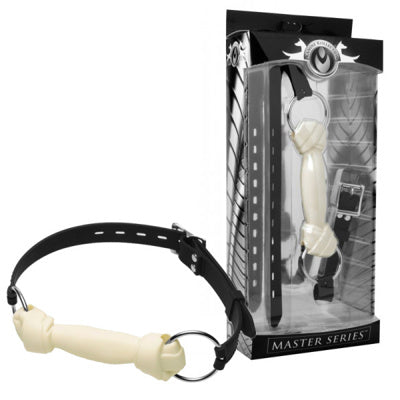 Master Series - Os et Bâillon - Bâillon en silicone blanc en forme d'os pour chien