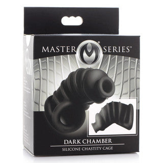 Master Series - Dark Chamber Silicone Chastity Cage - Noir