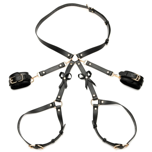Harnais de bondage noir strict avec nœuds - XL/2XL Noir