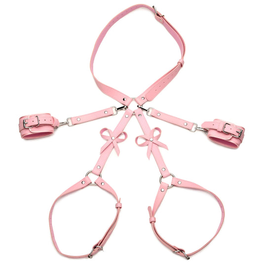 Harnais de bondage rose strict avec nœuds - M/L rose