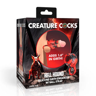 Creature Cock - Hell Hound Enhancer w/ Ball Strap - Rouge/Large