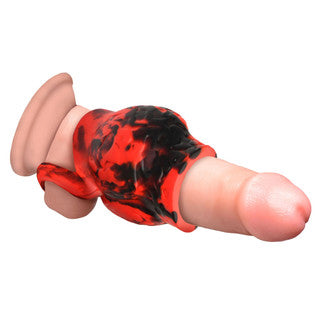 Creature Cock - Hell Hound Enhancer w/ Ball Strap - Rouge/Medium
