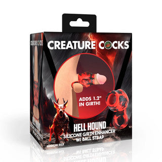Creature Cock - Hell Hound Enhancer w/ Ball Strap - Rouge/Medium