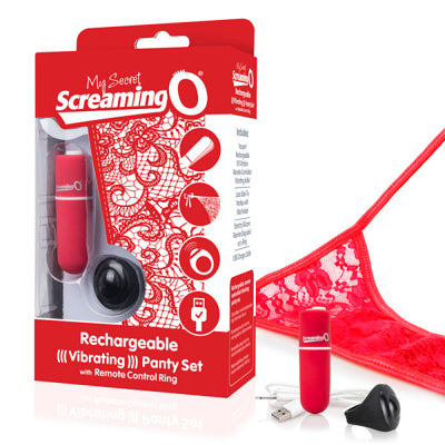 Ensemble culotte vibrante rechargeable Screaming O - Rouge *Vente finale*
