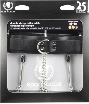 Spartacus - Collier à double sangle avec pinces à tétons