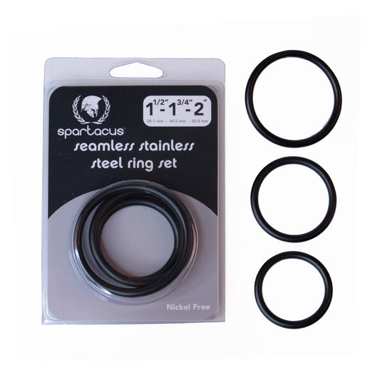 Spartacus - Ensemble de bagues en acier inoxydable sans soudure - Noir