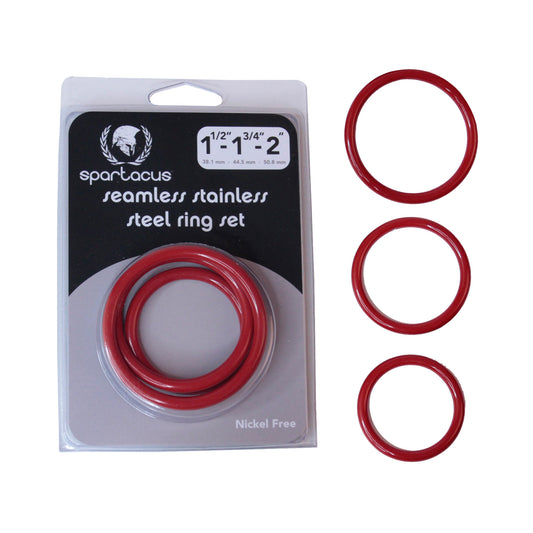 Spartacus - Ensemble de bagues en acier inoxydable sans soudure - Rouge