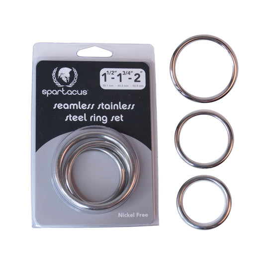 Spartacus - Ensemble de bagues en acier inoxydable sans soudure - Argent