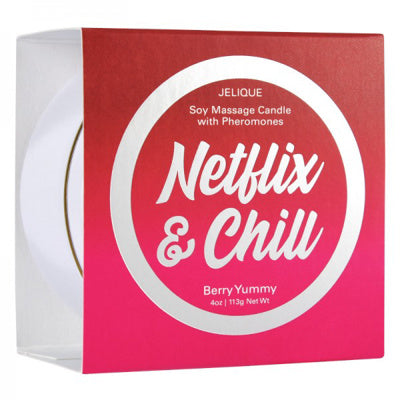 Bougie de massage au soja Jelique - Netflix &amp; Chill - Goût Baies - 113 g
