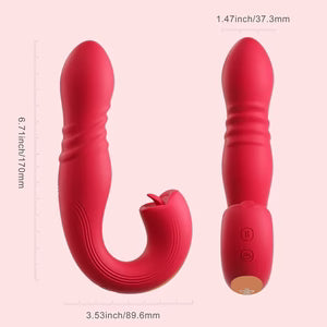 Joi Thrust 2 - Vibromasseur point G à poussée contrôlée par application et stimulateur clitoridien à langue - Rouge - Coffret Honey Play 