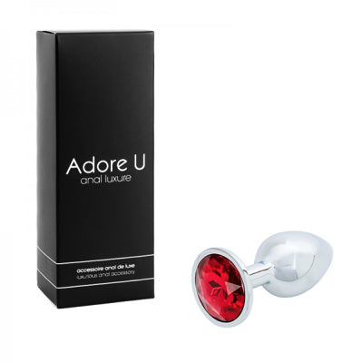 Luxe Anal - Plug anal argenté - Rouge - Petit