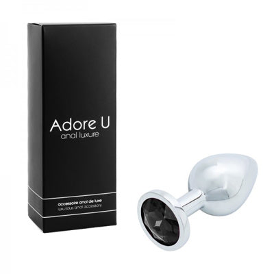 Anal Luxure - Plug anal argenté - Noir - Moyen