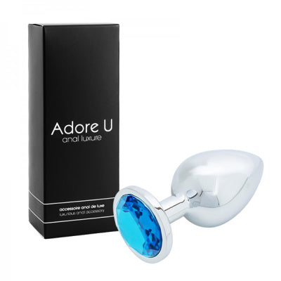 Luxe Anal - Plug anal argenté - Bleu - Grande taille