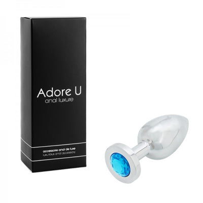 Anal Luxure - Plug anal en acier inoxydable - Bleu - Grande taille