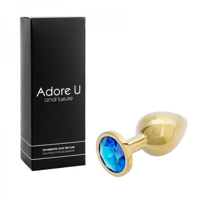 Luxe Anal - Plug anal doré - Bleu - Moyen