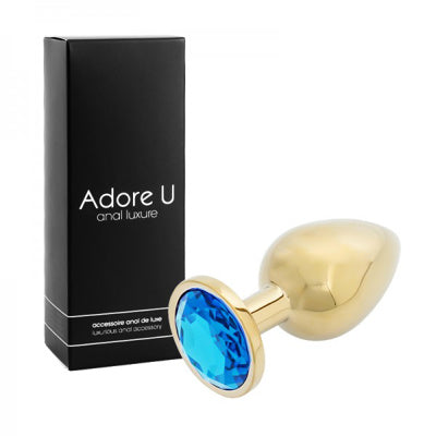 Luxe Anal - Plug anal doré - Bleu - Grande