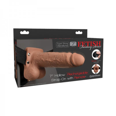 Fetish Fantasy - Strap-on rechargeable creux de 18 cm avec télécommande - Beige