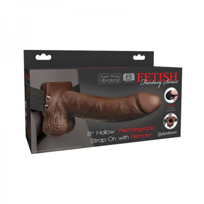 Fetish Fantasy - Strap-on rechargeable creux de 20 cm avec télécommande - Marron