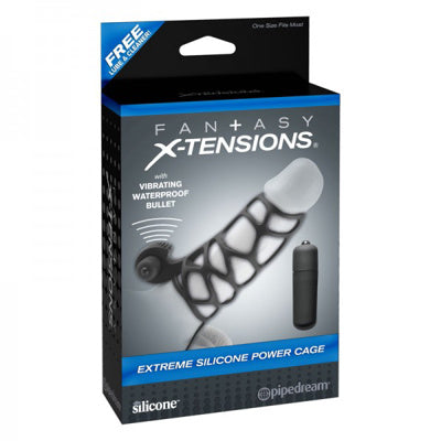 Fantasy Extensions - Cage de puissance en silicone extrême - Noire