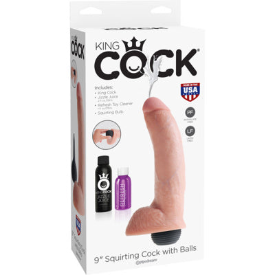King Cock - Pénis éjaculateur de 23 cm avec testicules - Blanc