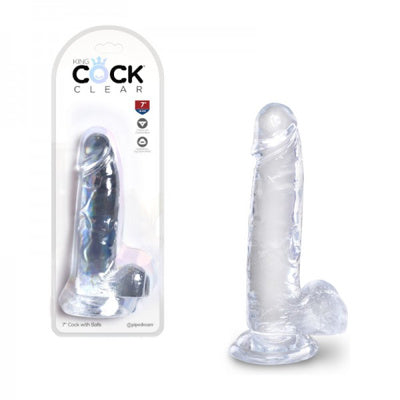 King Cock - Pénis de 18 cm avec testicules - Transparent