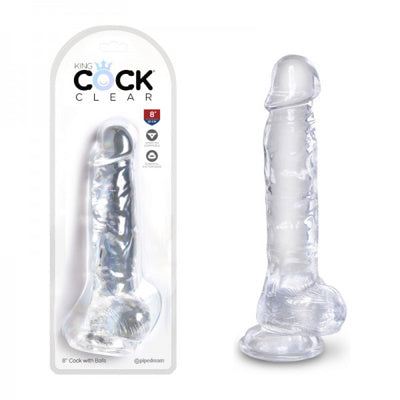 King Cock - Pénis de 20 cm avec testicules - Transparent