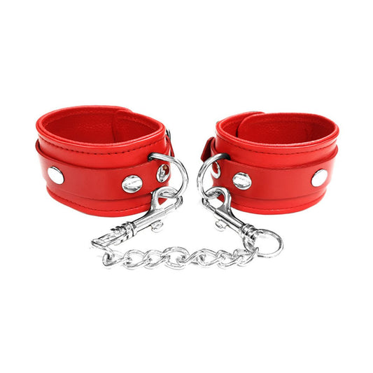 Rouge - Leather Ankle Cuffs - Red