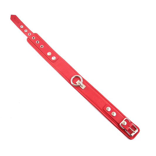 Rouge - Collier en cuir uni - Rouge