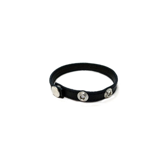 Rouge - Sangle pénienne étroite en cuir - Noire