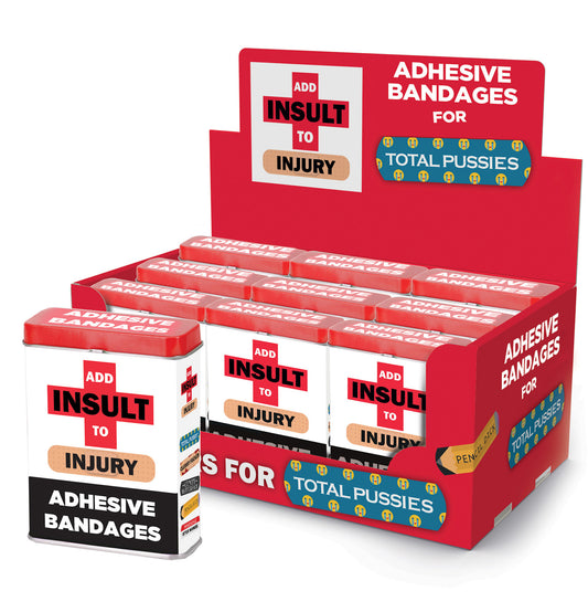 Hott Products - Présentoir de pansements « Ajoutez l'insulte à la blessure » ​​(12)